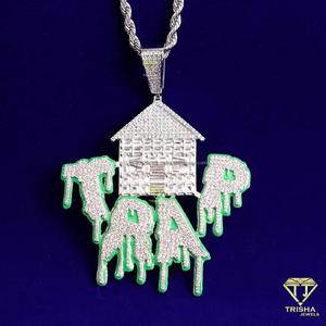 Collier pendentif Hip Hop Fashion Trap House avec diamants Moissanite VVS et argent sterling 925 - Product Image 4