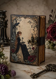 Grimoire Fairy Raven, journal en cuir relié à la main, livre gothique sorcière, livre des ombres, livre de sorts, 400+ pages, carnet - Product Image 3