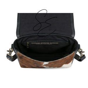 Sac bandoulière en cuir repoussé motif vachette, style vintage western, avec fermeture éclair, pour femme - Product Image 5