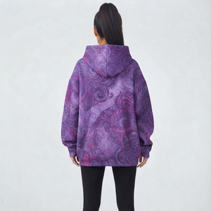 Sweat-shirt à capuche surdimensionné pour femme, sublimation, épaules tombantes, manches longues, tricoté, respirant, pour l'hiver, coupe ample, sublimé - Product Image 2