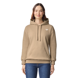 Sweat-shirt à capuche beige uni pour femme, en molleton doux mélangé coton, à manches longues, coupe décontractée, poche kangourou, idéal pour l'hiver - Product Image 1