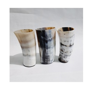 <b>Handmade</b> Modern Round Horn Glass with Shiny Polished Best Selling 100% Buffalo Horn for Home Decoration - Product Image 1