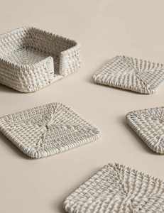 Exquisite Rattan Coaster <b>Set</b> <b>Square</b> Drink Coaster Wicker Cup Mat Natural Table Protection Perfect For Home Bar Kitchen Use - Product Image 2