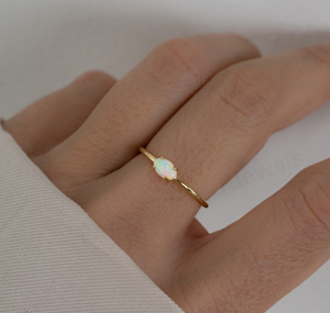 Handmade Ethiopian <b>Opal</b> 6x8mm Oval 925 Silver Gold Plated Prong Setting Trendy Gemstone Minimalist <b>Ring</b> Unisex Women's Wedding - Product Image 5