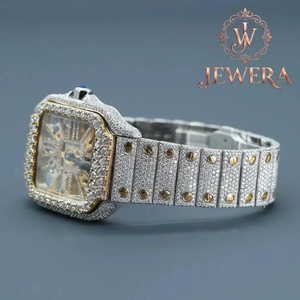 Export Quality High Quality Mens Luxury Full Diamond Stainless Steel <b>Watch</b> 41mm <b>Case</b> Analog Mechanical Auto Blue Glass Butterfly - Product Image 5