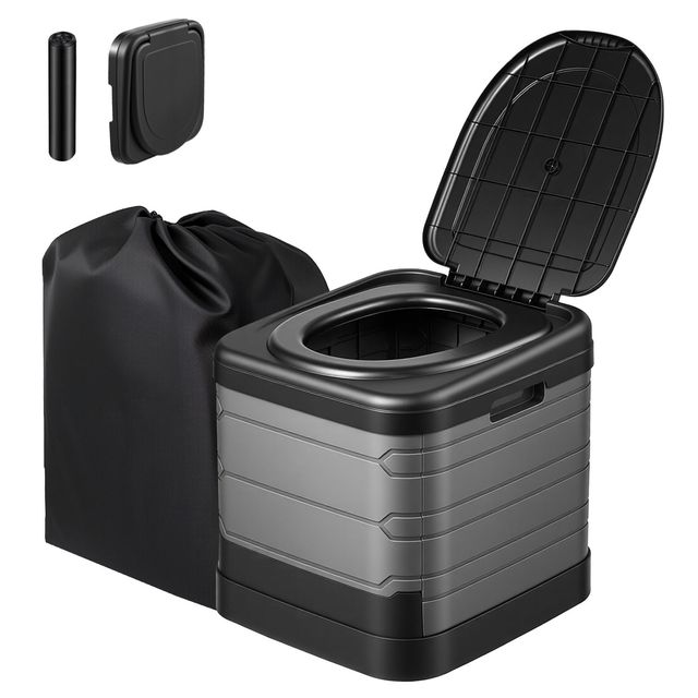 "Modern Portable Camping Toilet 330 Lbs Load Capacity Folding Adult Use with Carry Bag & Trash Bags"