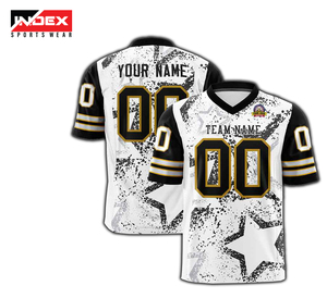 Camiseta de Fútbol Americano Personalizada INDEX para Hombre, Cuello en V, Manga Corta, Impresión Sublimada, Rojo, Blanco y Dorado 00, Transpirable, Corte Regular - Product Image 3