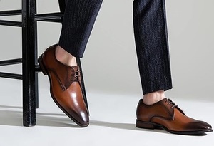 Zapatos de Cuero Color Marrón de Venta Caliente con MOQ Bajo, Zapatos Oxford Casuales de Negocios para Oficina, Zapatos Formales de Vestir con Cordones para Hombre, Transpirables - Product Image 3