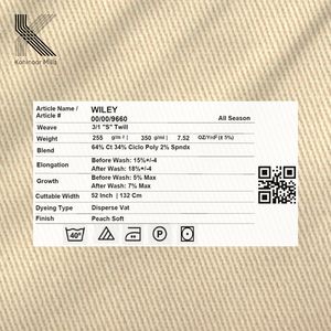 Tela Ecológica de Algodón Ciclo Poliéster Spandex 255GSM 3/1 Sarga Elástica Tejida Directo de Fábrica OEM ODM Proveedor Mayorista - Product Image 3
