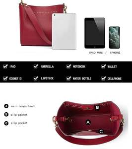 Sacs fourre-tout en cuir à large bandoulière détachable pour femmes, sac à bandoulière de créateur et sac à main tendance combinés, mode haut de gamme - Product Image 4