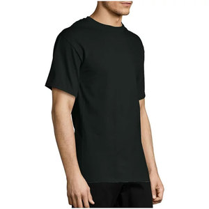 T-shirts noirs personnalisés pour hommes, manches courtes, col rond, 100 % coton peigné, logo brodé sur le devant, style formel, coupe ample - Product Image 4