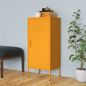 Armoire de rangement moyenne en acier jaune moutarde pour salon - Product Image 1