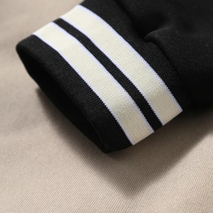 Letter & Cross Embroidery Towel Embroidery Badge Fashionable Fall Winter <b>Long</b> Sleeve Loose Fit No Lining College Baseball <b>Jacket</b> - Product Image 3