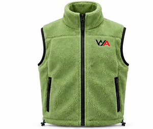 Chaleco de Forro Polar Verde para Hombre, Cuello Alto, Cierre Completo, Cortavientos, Informal, Largo Regular, Color Sólido, OEM - Product Image 1