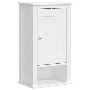 Armoire murale de salle de bain en bois de pin massif et métal, couleur blanche, étagères de salle de bain - Product Image 2