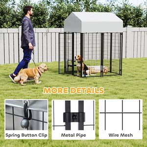 Caseta para Perros de Exterior Reforzada de 4FT x 4FT x 6FT con Techo, Corral de Alambre Soldado Tamaño XL con Cerradura a Prueba de Escapes - Product Image 5