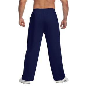 Pantalon cargo décontracté pour homme, coupe ample, bleu roi, taille mi-haute élastique avec cordon de serrage, 100% coton épais, jambe droite, confortable - Product Image 4