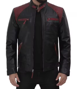 เสื้อแจ็คเก็ตหนังผู้ชายแบบสั่งตัด ดีไซน์แฟชั่นทันสมัย คอตั้ง สไตล์ไฮสตรีท สำหรับฤดูหนาว - Product Image 3