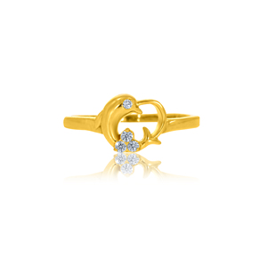 Sweet Dolphin <b>Kids</b> Gold <b>Ring</b> 18K Yellow Gold Dolphin Heart <b>Ring</b> for Women Open Heart Minimal Jewelry - Product Image 2