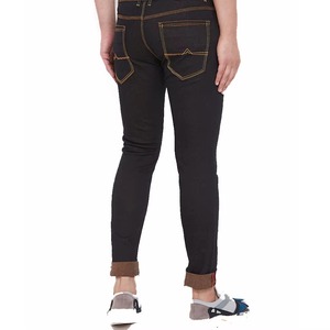 Custom Men Black Ripped Distresses Stretch Straight Denim Breathable Jeans - Product Image 5