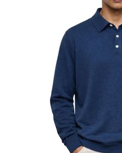 Sudadera Polo Personalizada Azul Marino para Hombre, Manga Larga, Cuello Tipo Polo, Mezcla de Algodón, Informal, Otoño Invierno, OEM, Venta al Por Mayor - Product Image 4