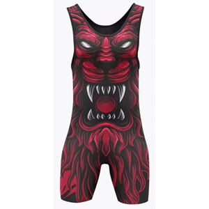 Traje de Lucha Libre con Diseño de Lobo Estampado por Transferencia Térmica, Tejido Transpirable de Spandex y Poliéster, Logotipo Frontal, Ropa Deportiva para Adultos - Product Image 6