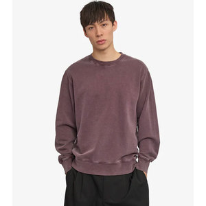 Sudadera para hombre vintage con teñido pigmentado, cuello redondo desgastado, estilo retro, de forro polar, con gráfico estético y efecto envejecido, lisa - Product Image 1