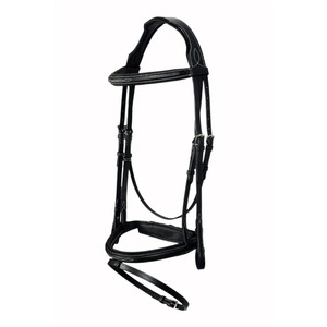 Bridon de saut Annabelle en cuir véritable rembourré avec surpiqûres fantaisie, anatomique et surélevé, pour concours anglais, fournisseur en gros d'équipements équestres - Product Image 4