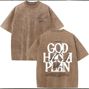 Camiseta Oversize con Gráfico 'Faith', de Algodón Lavado Vintage, Estilo Streetwear para Hombre, con Estampado Cristiano y Lavado Ácido, de Algodón de Alto Gramaje - Product Image 1