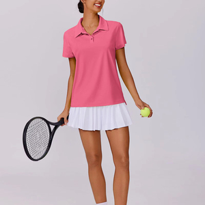 Camiseta Polo Rosa para Mujer, Manga Corta, Color Sólido, Secado Rápido, Tejido 100% Algodón, Informal, Deportiva, Camisetas Polo para Mujer - Product Image 1