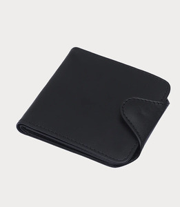 Portefeuille Homme Court en Cuir Véritable Léger de Haute Qualité avec Logo Personnalisé 2026, Fermeture à Bouton-Pression Noire Unie Tendance, Protection RFID - Product Image 1