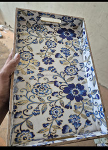 ถาดเสิร์ฟเคลือบไม้สี่เหลี่ยมผืนผ้าไม้หรูหราสีทองเงินเป็นมิตรกับสิ่งแวดล้อมเครื่องล้างจานปลอดภัยสำหรับห้องครัวห้องรับประทานอาหารบาร์ตกแต่งบ้าน - Product Image 3