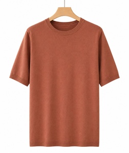 Camiseta de Algodón de Punto para Hombre, Cuello Redondo, Color Sólido, Manga Corta, Corte Regular, Informal, Transpirable, Ligera, con Logotipo Frontal, Antiarrugas - Product Image 5