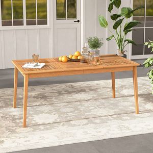 Tavolo da Pranzo Rettangolare in Legno di Acacia per 6 Persone per Uso Esterno - Product Image 1