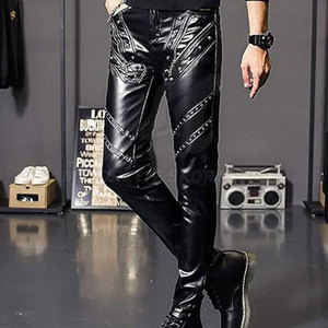 Pantalon en cuir véritable sur mesure pour homme, prix de gros, avec logo personnalisé, design unique - Product Image 2