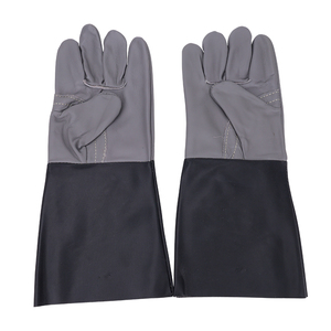 Gants de soudage en cuir rouge personnalisés, résistants à la chaleur, à manchette longue, gants de travail de sécurité, gants de protection industriels en cuir de vachette - Product Image 5