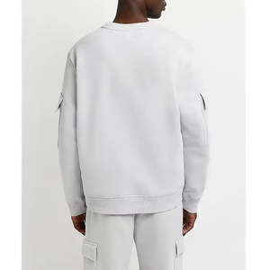 Ensemble deux pièces décontracté pour homme : sweat à capuche léger en polaire et pantalon cargo à manches longues, coupe ample, effet délavé, collection automne - Product Image 3