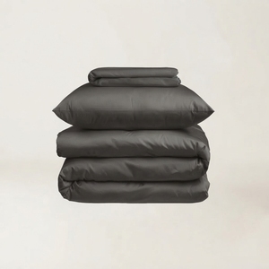 Grey Dyed Satin Bedding Set T-250 Satin 100% Cotton Solid Woven Breathable All-Season Simple Style Home Use - Product Image 3