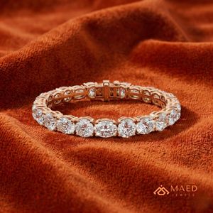 กำไลข้อมือโรสโกลด์ประดับมอสซาไนต์สำหรับผู้หญิง สร้อยข้อมือแบบโซ่และแบบเชื่อมต่อ แฟชั่นเครื่องประดับหรูหรา ของขวัญสำหรับเจ้าสาว เครื่องประดับเสริมลุค - Product Image 2