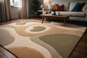 Tapis en laine de Nouvelle-Zélande fait main Botana par Rugfine, tapis d'intérieur artisanal vert sarcelle et ivoire de qualité supérieure avec un design botanique élégant - Product Image 5