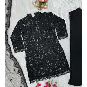 Conjunto Dupatta superior inferior para mujer de diseñador con bordado elegante - Product Image 4