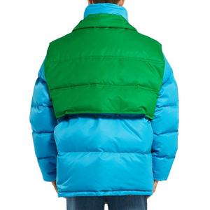 Veste matelassée pour homme à blocs de couleur, col montant, coupe-vent, épaisse, pour l'hiver, coupe classique, en polyester, fermeture éclair - Product Image 3