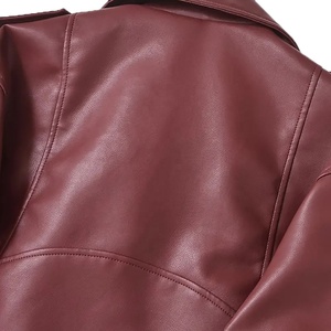 2026 Women's Genuine <b>Leather</b> Moto Jacket Solid Color Turn-Down Collar Full Sleeve Zipper Closure <b>Short</b> Length Winter Breathable - Product Image 3