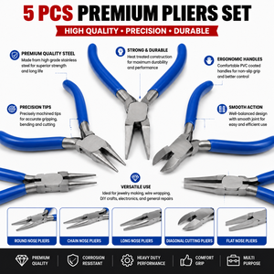 Jewelry <b>Pliers</b> <b>Set</b> 5Pcs Blue Handle Stainless Steel For DIY Jewelry Making Tools Equipment - Product Image 5