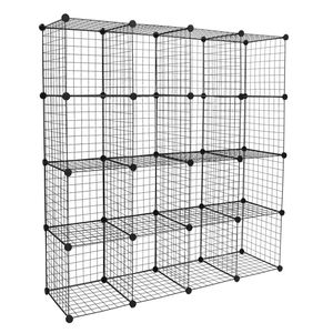 Scaffali Modulari in Metallo a 16 Cubi, Organizzatore Multifunzione a Griglia Metallica - Product Image 6