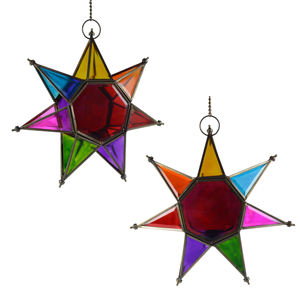 Lanterne suspendue étoilée colorée, la meilleure lanterne décorative multicolore pour jardin, décoration festive d'intérieur en verre - Product Image 1
