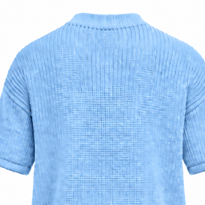 Camiseta de punto azul cielo para hombre, manga corta, cuello redondo, texturizada, informal, personalizada, estilo urbano, moda de verano, venta al por mayor - Product Image 6