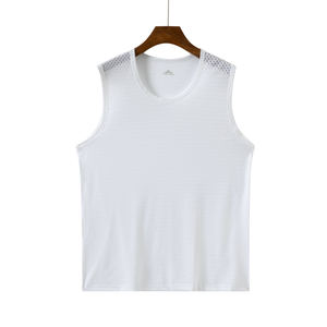 Camiseta sin mangas de poliéster 100% transpirable de malla de secado rápido para gimnasio y fitness para hombre, chaleco de tela tejida de 180 g para deportes al aire libre al por mayor - Product Image 4