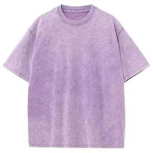เสื้อยืดคอตตอนผู้ชายแบบเรียบ ขายส่ง ทรงโอเวอร์ไซส์ ล้างสีแบบแอซิดวอช สไตล์วินเทจ ผ้าหนา - Product Image 3