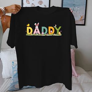 เสื้อยืดผู้หญิงผ้าฝ้ายแท้ลายตัวอักษรสำหรับวันอีสเตอร์ใส่สบาย - Product Image 1